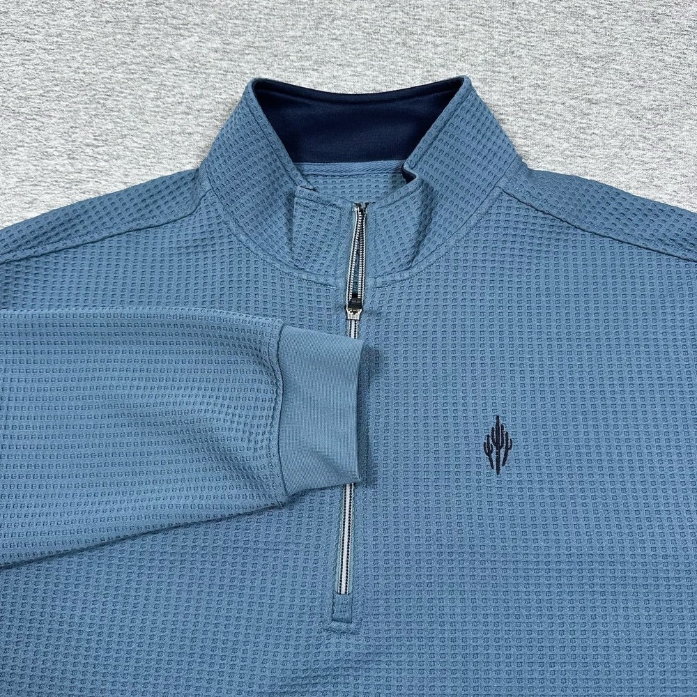 Straight Down Pullover Mens Size XXL Blue Optic Waffle Knit 1/4 Zip Golf